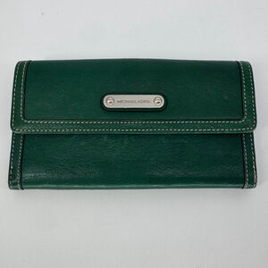 Michael Kors Hunter Green Leather Wallet One Size